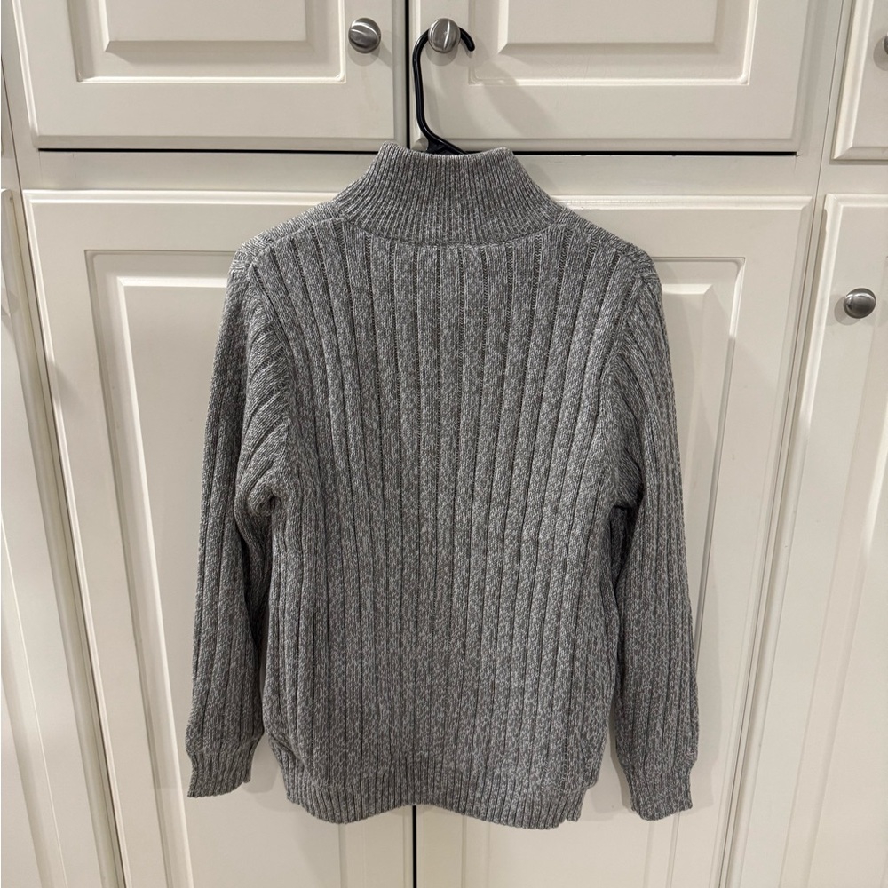 Gray Ribbed Men's Cardigan - Picture 6 of 6